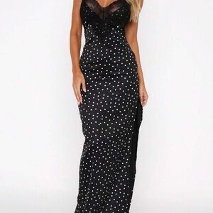 SHEIN Black and White Polka Dot Maxi Dress